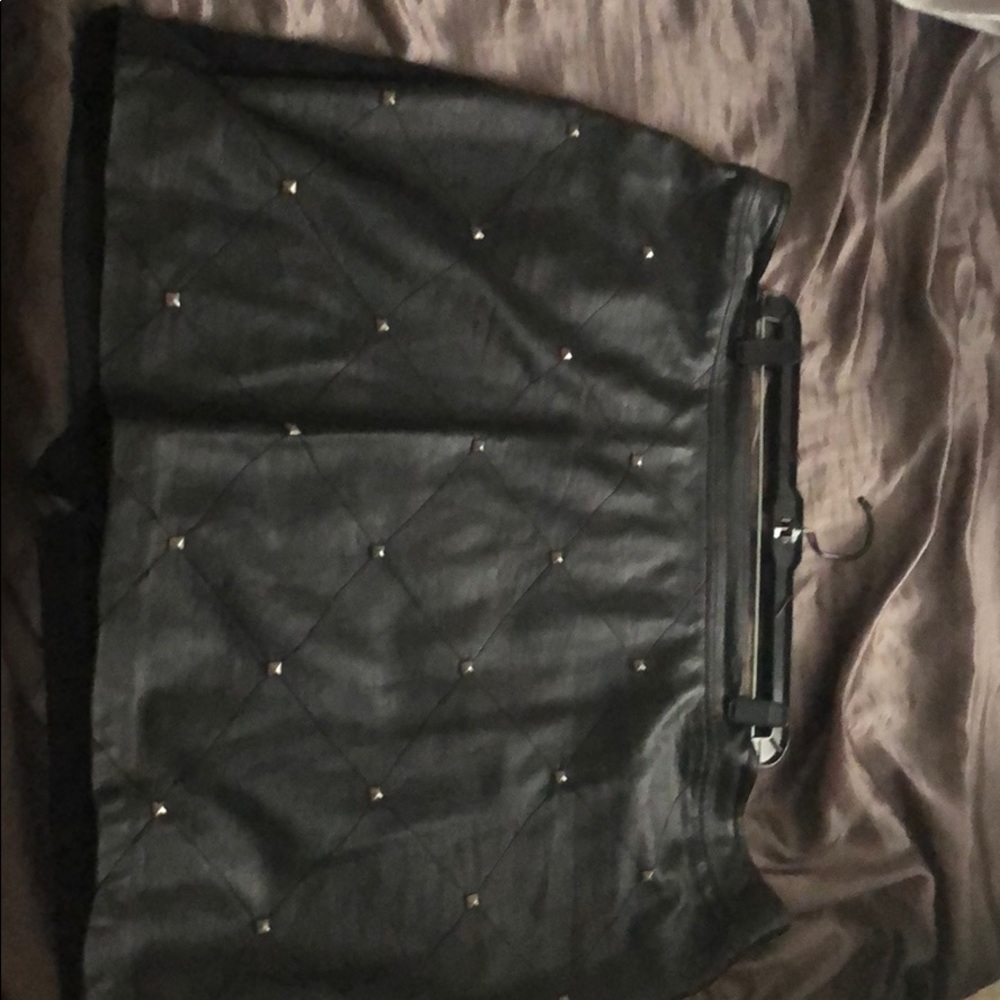 Faux Leather Skirt w/ Silver Embellishments